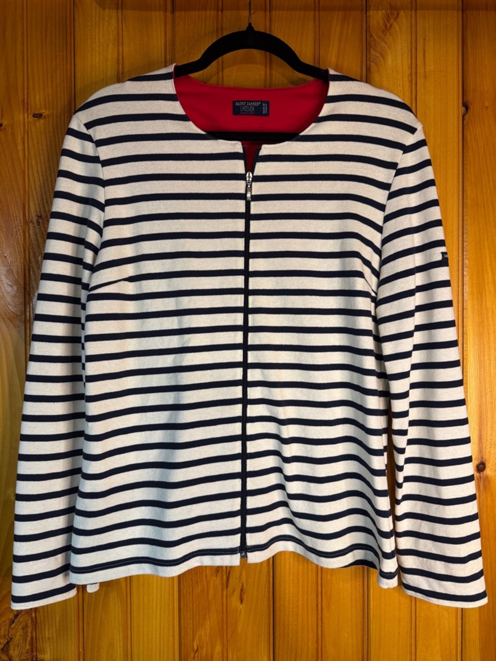 Saint James Dupuis 1889 Navy and White Striped Knit Top 100% Cotton